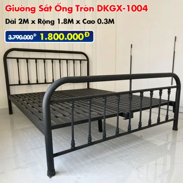 [Rộng 1.8m] Giường Sắt Ống Tròn DAKITA DKGX-1004 Đen