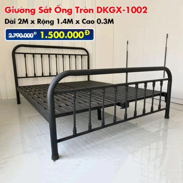 [Rộng 1.4m] Giường Sắt Ống Tròn DAKITA DKGX-1002 Đen