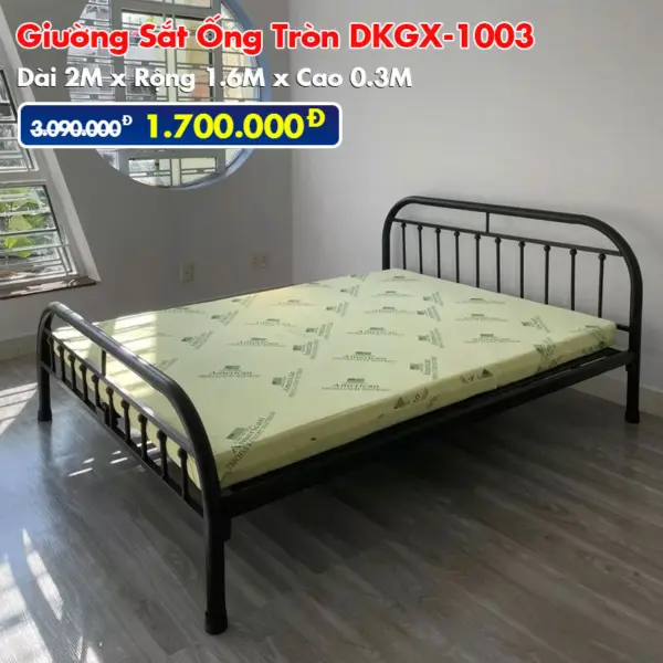 [Rộng 1.6m] Giường Sắt Ống Tròn DAKITA DKGX-1003 Đen