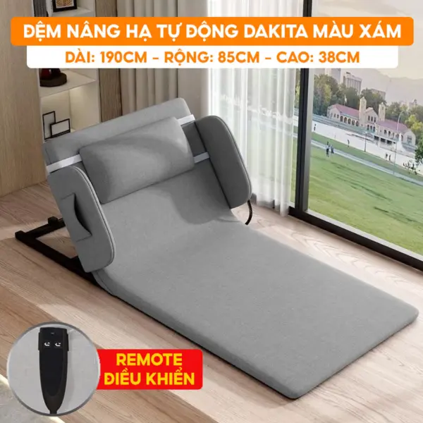 Đệm Bệt Tựa Lưng Nâng Hạ Tự Động DAKITA - Màu Xám