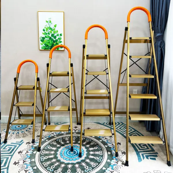 Thang Nhôm Ghế Vàng Tay Vịn Bản To DAKITA, Khung Nhôm 100% Sơn Tĩnh Điện