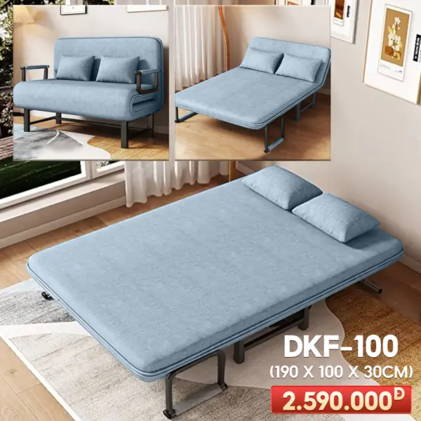 Ghế Sofa Ngã Thành Giường Nâng Cao Đầu Đa Năng DKF-100- Xanh Ngọc