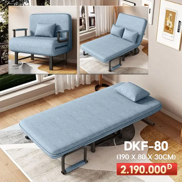 [Rộng 80cm] Ghế Sofa Ngã Thành Giường Nâng Cao Đầu Đa Năng DKF-80 [CHÂN THÉP]