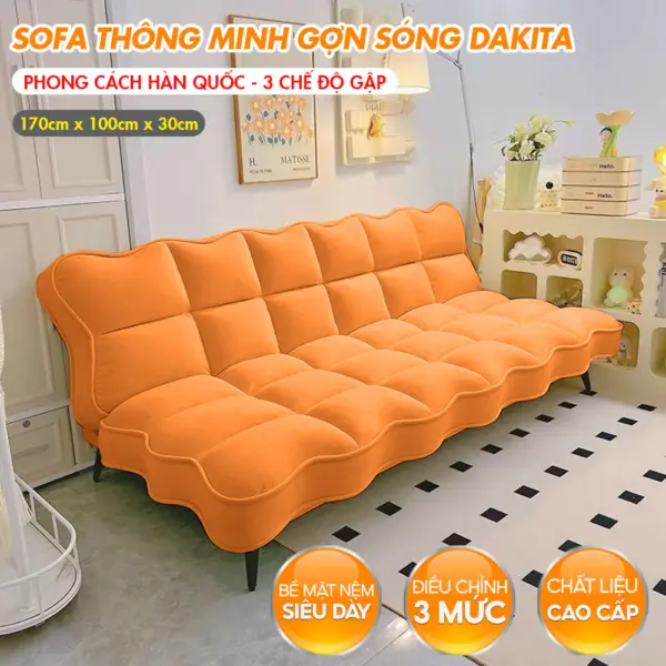 [Màu Cam] Sofa Giường Lượn Sóng Hàn Quốc Thương Hiệu DAKITA